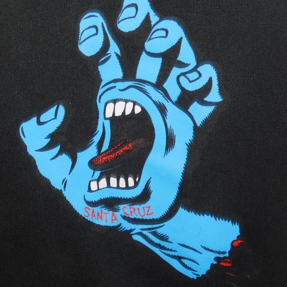 Santa Cruz Blue Screaming Hand Black Skateboard Hoodie Mens XL - Picture 7 of 7